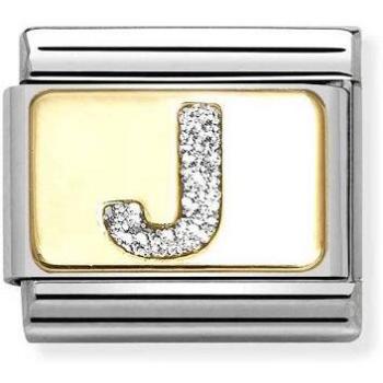 Nomination Classic Glittering Letter J Charm Gold with Enamel