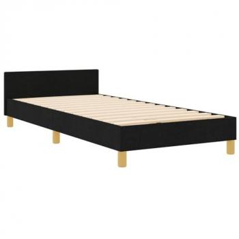 Cama con cabecera de tela negra 100 x 200 cm