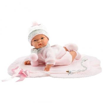 Bambola Reborn Morbida Joelle 38cm con Copertina Rosa