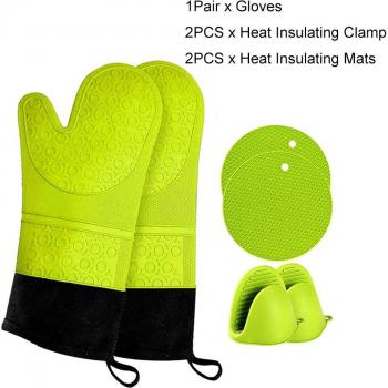 Soft Silicone Grilling Mitts and Potholder Trio