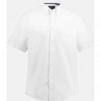 Camicia Cotone Seersucker Bianco Uomo Mezze Maniche 5XL JP1880