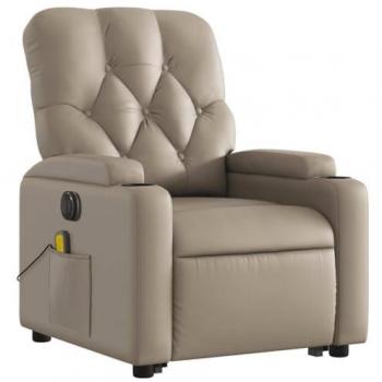 VidaXL Elektrischer Massagesessel mit Aufstehhilfe Cappuccino Kunstleder