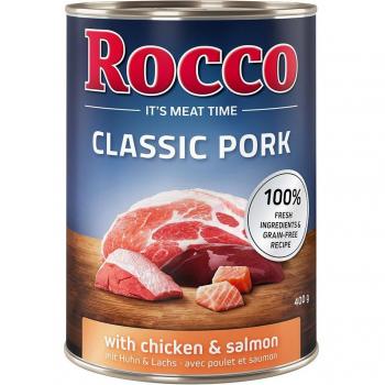 Rocco Classic Pork 12 x 400 g pour chien au poulet et saumon