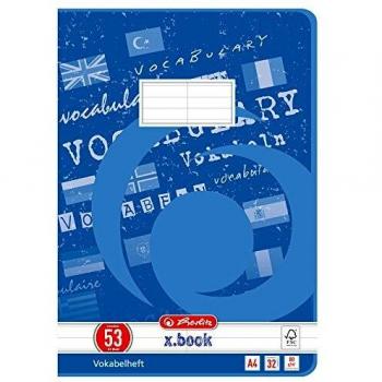 Herlitz Vokabelhefte A4, liniert mit Mittellinie, Lineatur 53, 32 Blatt, farbig 5er Packung