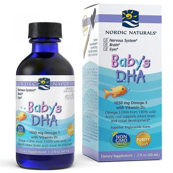 Essentiel Bébé Omega – DHA 1050 mg, Vitamine D3 300 UI, Non aromatisé, 2 oz