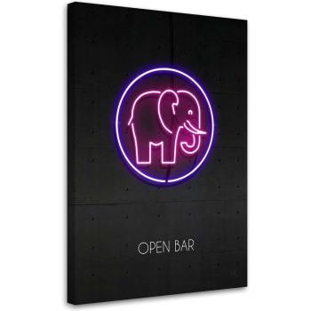 Cuadro Decorativo Elefante Neón Rosa 40x60
