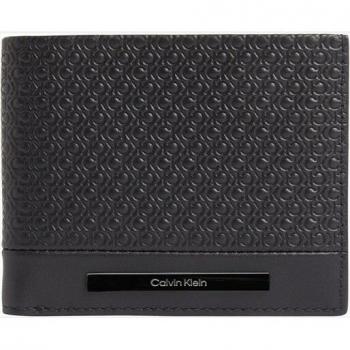 Calvin Klein Wallet with Contrast Stitching in Black Leather
