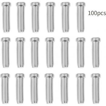 Conectores plateados para cables de freno de bicicleta 100 unidades