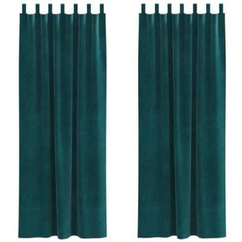 Dark Green Velvet Window Coverings – 2-Unit Blackout Curtains with Loops