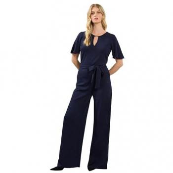 Long Tall Sally Damen Jumpsuit in Blau mit Schlüssel-Ausschnitt