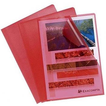 Lot 10 Zichtmappen Open-Rouge Gekorreld – Polypropylène Grainé