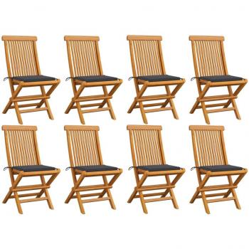 Gartenstühle 8er Set mit Anthrazit Kissen aus Teak Massivholz von vidaXL