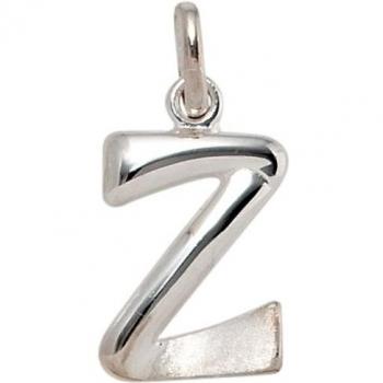 Buchstabe Z Anhänger 925 Sterling Silber teilmattiert