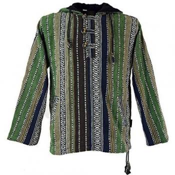 Baja Hoody, Goa Jacke, alternative Bekleidung, Guru-Shop, Ethno Stil, Grün, XL
