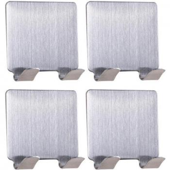 Stainless Steel Self‑Adhesive Hangers – 4 Pieces