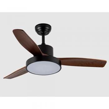 Ventilador DC Kavala 48W Negro con Aspas Reversibles en Roble, 112 cm, 6 Velocidades, Iluminación de 4078 lm y Temperaturas de Luz (3000-4000-6000K)
