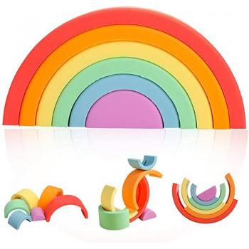 PlayBright Rainbow Stackers – BPA‑Free Silicone, Early Learning Kit