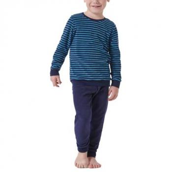 Schiesser Kinder Schlafanzug lang Ringel dunkelblau