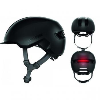 Casco Bici Abus Urban HUD-Y Velvet Black Matt con luce posteriore a LED magnetica e ricaricabile