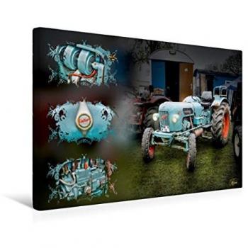 Traktor Eicher 45 x 30 cm Textil-Leinwand – HD-Fertigbild im Keilrahmen