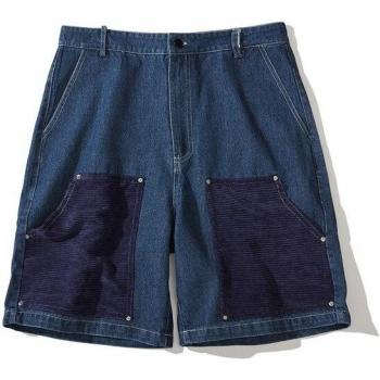 Summer Straight Style Black Denim Shorts for Men