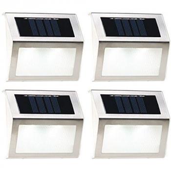Pack 4 d'Appliques solaires LED rectangulaires en acier – Lunartec