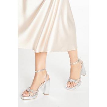 Celine Ladies High Block Heel Sandals with Diamante Knot