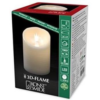Konstsmide 1840-100 LED Echtwachskerze mit 3D Flamme, weiß, für Innen