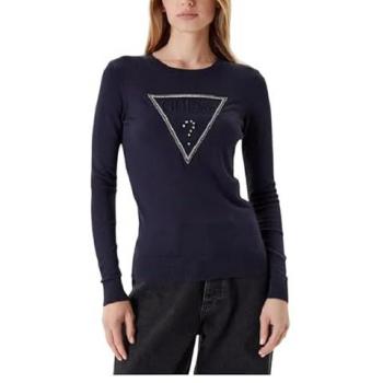 Blue Long Sleeve Knitwear with Rhinestones – Guess Women's Top