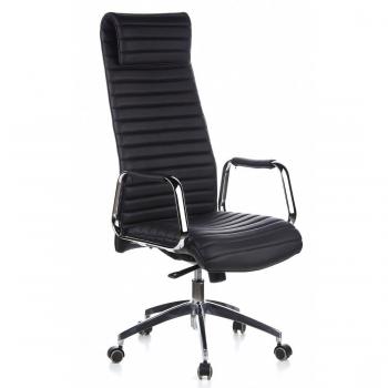 Sedia da Ufficio ASPERA 20 HJH Office, Poltrona Girevole in Pelle, Braccioli, Schienale alto, Altezza Regolabile, Nero