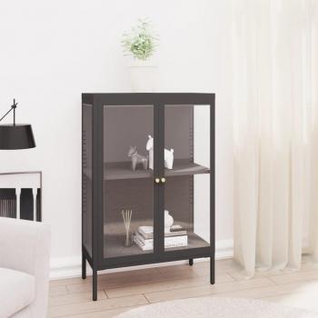 Anthrazit Sideboard 75x35x105 cm aus Stahl und Glas