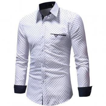 Mannen Lange Mouw Polka Dot Top Blouse