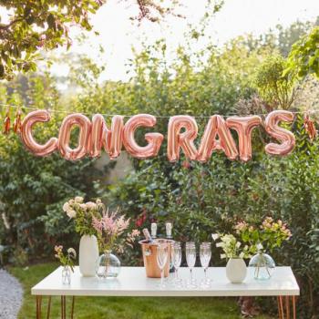 Congrats-ballong roséguld