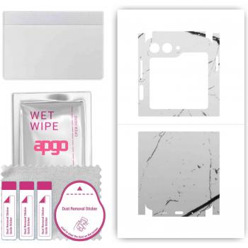 Film Protector de Piel APGO con Estampado Mármol Blanco – Envolvente Total para Samsung W24 Flip