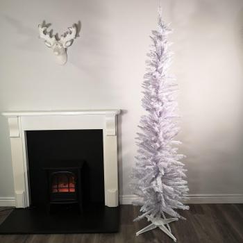 7ft White Pencil Pine Christmas Tree with 401 Tips