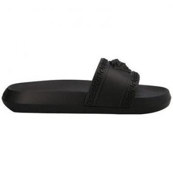 Palazzo Black Rubber Slides for Men by Versace