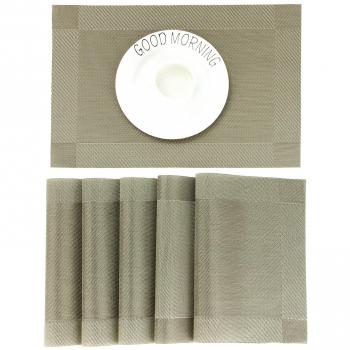 CHAOCHI Sets de Table PVC Antidérapant Lavable Résiste à la Chaleur Rectangulaire Vinyle Set de Table pour Restaurant, Table à Manger en Cuisine ou Salle à Manger, 45 x 30 CM Lot de 6 (Champagne)