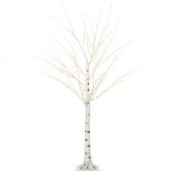 HOMCOM 5ft White Birch LED Tree with 96 Warm White Lights