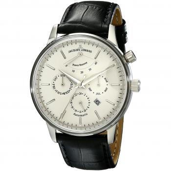 JACQUES LEMANS Herren‑Uhr Retro Classic in Leder und massivem Edelstahl – Modell N‑211A