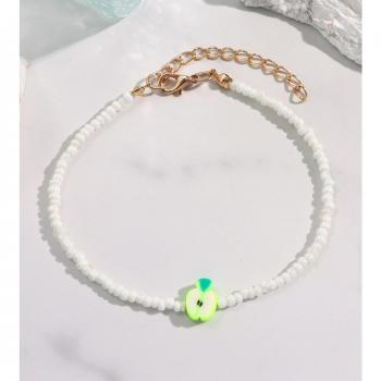 Boho Beach Anklet – Simple White Rice Beads for Women