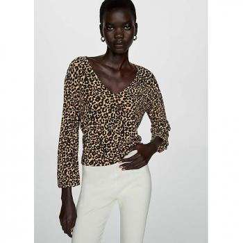 Mango Ladies' Brown Lin Blouse 1XL