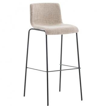 Tabouret de bar Hoover – assise textile crème/noir, structure métallique à quatre pieds