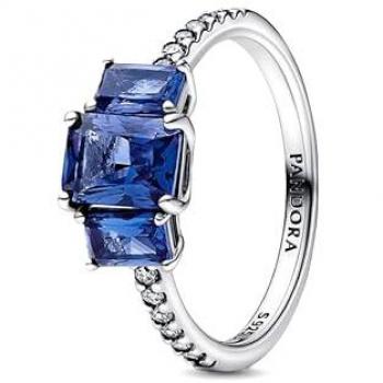 Bague Scintillante Trio de Pierres Rectangulaires Bleues