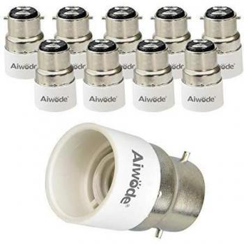 Aiwode Dual‑Socket Adapter Set (B22 to E14) – 0~250V, 200W Rated, 10 Pieces