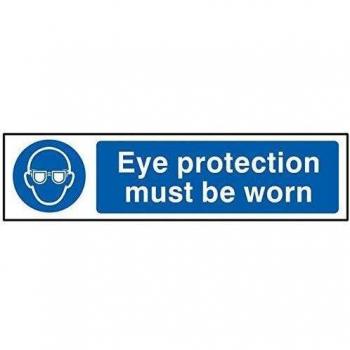 Health & Safety Eye Protection Must Be Worn Self-Adhesive PVC Sign 200mm x 50mm