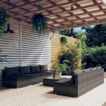 Grau‑Polstered Garten-Sitzset VidaXL – 9‑teilige Outdoor-Lounge