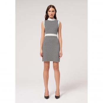 Vestido Mini Tricot Estilo Slim com Efeito Geométrico