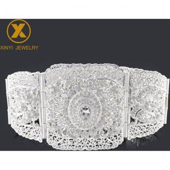 European Style Rhinestone Gold Belt featuring Hollow Flower Crystal Long Sleeve Belly Chain