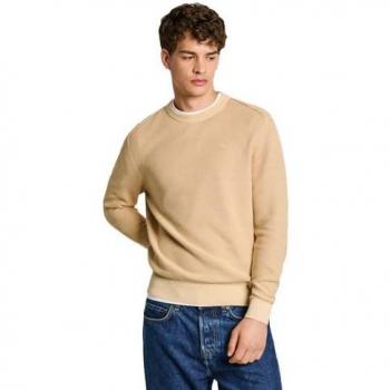 Maglione Casual Uomo Pepe Jeans Craig Beige XL in Cotone Piqué