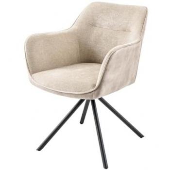Champagner beige Samtstuhl VERONA mit Metallbeinen